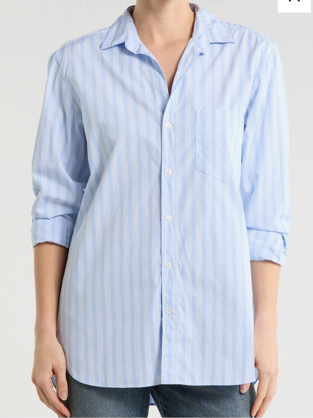 Frank & Eileen Joedy Light Blue Striped women’s Button-Up Shirt long sleeve